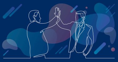 yüksek beş veren iki neşeli profesyonellerin sürekli çizgi çizim