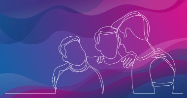 genç sağlıklı arkadaş grubu yakından konuşuyor - bir çizgi çizim