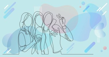 mutlu ve kaygısız grup arkadaşıyla birlikte - bir çizim için poz