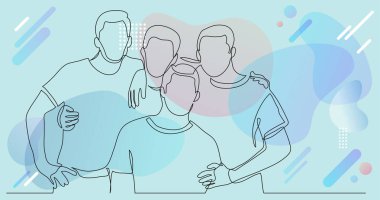 üç arkadaş ayakta birlikte - bir çizim için poz