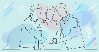 Elele - bir çizim için onların dostluk gösterilen üç erkek arkadaş