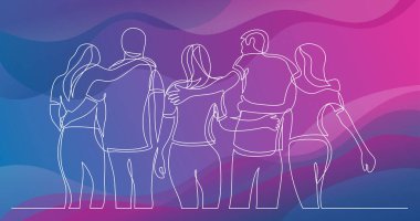 genç arkadaşlar birlikte ayakta tutan eller - bir çizgi çizme