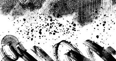 Soyut grunge yarım ton siyah ve beyaz sıkıntılı arkaplanının vektör katmanlı çizimi