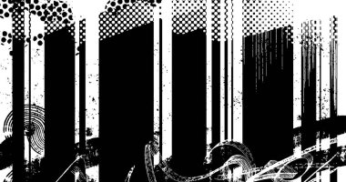Soyut grunge yarım ton siyah ve beyaz sıkıntılı arkaplanının vektör katmanlı çizimi