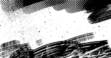 Soyut grunge yarım ton siyah ve beyaz sıkıntılı arkaplanının vektör katmanlı çizimi