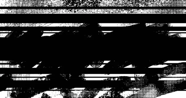 Vector Layered Illustration Abstract Grunge Halftone Black White Distressed Background — 스톡 벡터