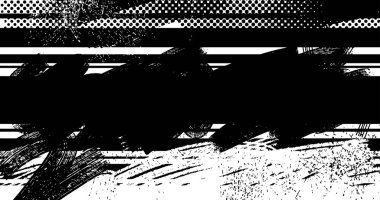 Soyut grunge yarım ton siyah ve beyaz sıkıntılı arkaplanının vektör katmanlı çizimi