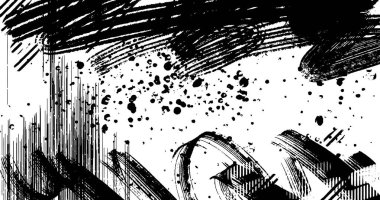 Soyut grunge yarım ton siyah ve beyaz sıkıntılı arkaplanının vektör katmanlı çizimi