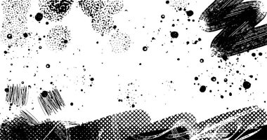Soyut grunge yarım ton siyah ve beyaz sıkıntılı arkaplanının vektör katmanlı çizimi