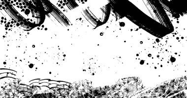 Soyut grunge yarım ton siyah ve beyaz sıkıntılı arkaplanının vektör katmanlı çizimi