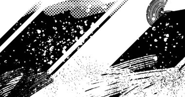 Soyut grunge yarım ton siyah ve beyaz sıkıntılı arkaplanının vektör katmanlı çizimi