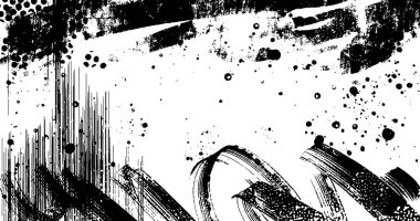 Soyut grunge yarım ton siyah ve beyaz sıkıntılı arkaplanının vektör katmanlı çizimi