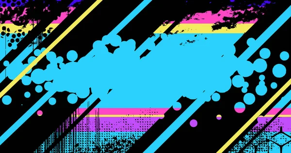 Vector Layered Illustration Abstract 80S Style Colorful Vivid Optimistic Background — Stok Vektör