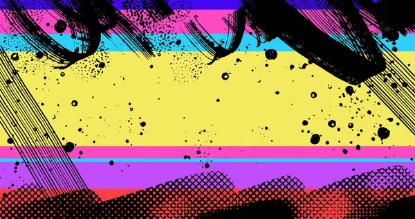 Vector Layered Illustration Abstract 80S Style Colorful Vivid Optimistic Background — Stock vektor