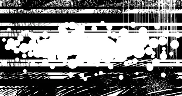 Vector Layered Illustration Abstract Grunge Halftone Black White Distressed Background - Stok Vektor