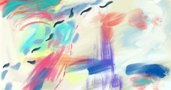 Colorful Vivid Abstract Bold Loose Brushstrokes Impressionism Modern Art Background — Stok Foto