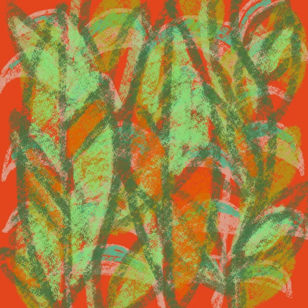Coloré Vif Abstrait Feuilles Florales Botanique Organique Impressionnisme Fond — Photo