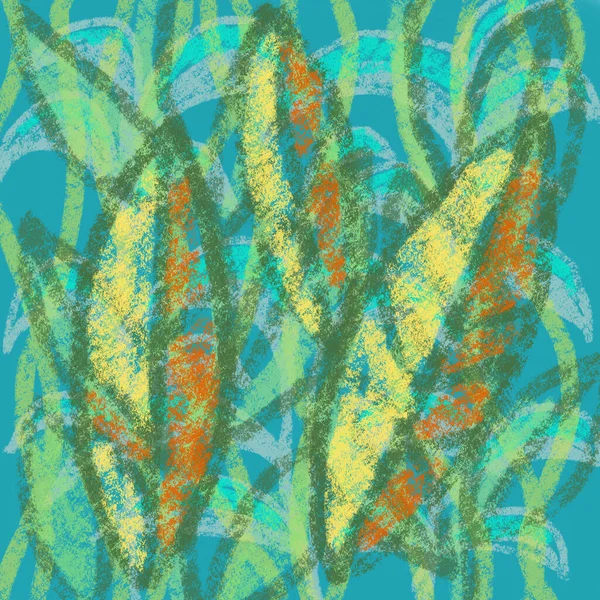 Красочные Яркие Абстрактные Цветочные Листья Ботанический Органический Импрессионизм Фон — стоковое фото