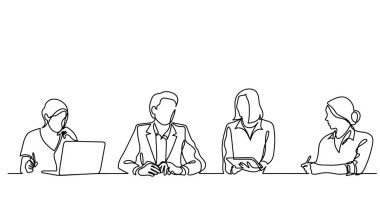 ofis çalışanları iş toplantısında, sürekli çizgi çizme
