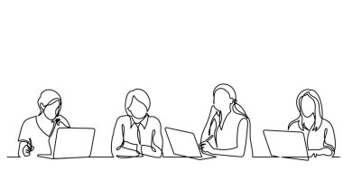 ofis çalışanları iş toplantısında, sürekli çizgi çizme