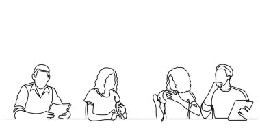 ofis çalışanları iş toplantısında, sürekli çizgi çizme