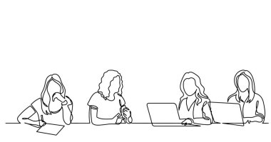 ofis çalışanları iş toplantısında, sürekli çizgi çizme