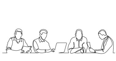 ofis çalışanları iş toplantısında, sürekli çizgi çizme