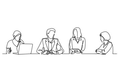 ofis çalışanları iş toplantısında, sürekli çizgi çizme