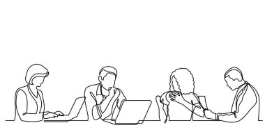 ofis çalışanları iş toplantısında, sürekli çizgi çizme
