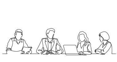 ofis çalışanları iş toplantısında, sürekli çizgi çizme