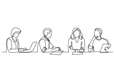 ofis çalışanları iş toplantısında, sürekli çizgi çizme