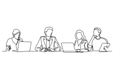 ofis çalışanları iş toplantısında, sürekli çizgi çizme