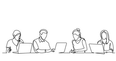 ofis çalışanları iş toplantısında, sürekli çizgi çizme