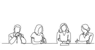 ofis çalışanları iş toplantısında, sürekli çizgi çizme