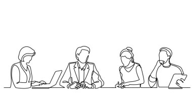 ofis çalışanları iş toplantısında, sürekli çizgi çizme