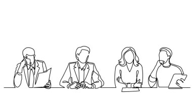 ofis çalışanları iş toplantısında, sürekli çizgi çizme