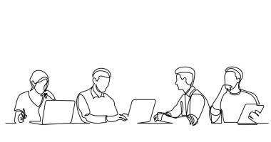 ofis çalışanları iş toplantısında, sürekli çizgi çizme