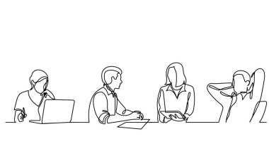 ofis çalışanları iş toplantısında, sürekli çizgi çizme
