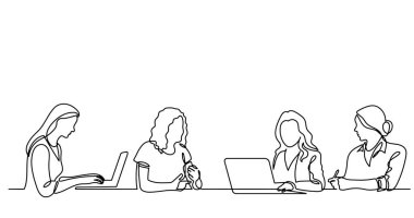 ofis çalışanları iş toplantısında, sürekli çizgi çizme