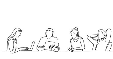 ofis çalışanları iş toplantısında, sürekli çizgi çizme