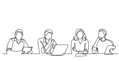 ofis çalışanları iş toplantısında, sürekli çizgi çizme