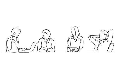 ofis çalışanları iş toplantısında, sürekli çizgi çizme