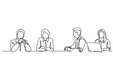 ofis çalışanları iş toplantısında, sürekli çizgi çizme