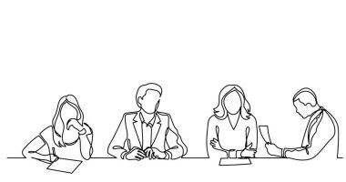 ofis çalışanları iş toplantısında, sürekli çizgi çizme