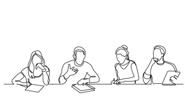 ofis çalışanları iş toplantısında, sürekli çizgi çizme