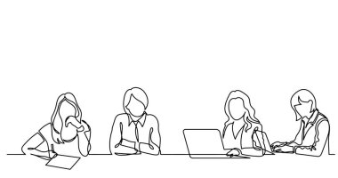ofis çalışanları iş toplantısında, sürekli çizgi çizme