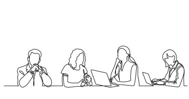 ofis çalışanları iş toplantısında, sürekli çizgi çizme