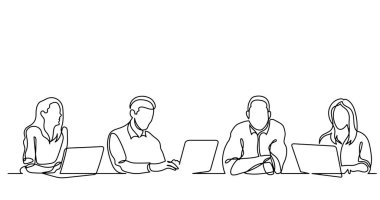 ofis çalışanları iş toplantısında, sürekli çizgi çizme