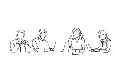 ofis çalışanları iş toplantısında, sürekli çizgi çizme