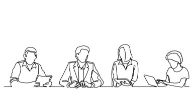 ofis çalışanları iş toplantısında, sürekli çizgi çizme